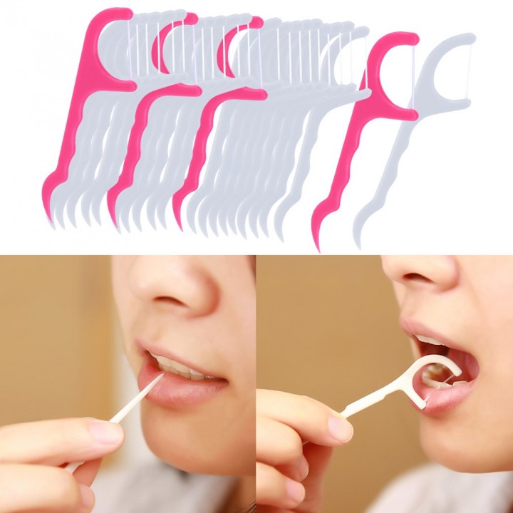 25pcs/1 pack Dental Floss Picks 2 in 1 Toothpick Teeth Cleaning Oral Care