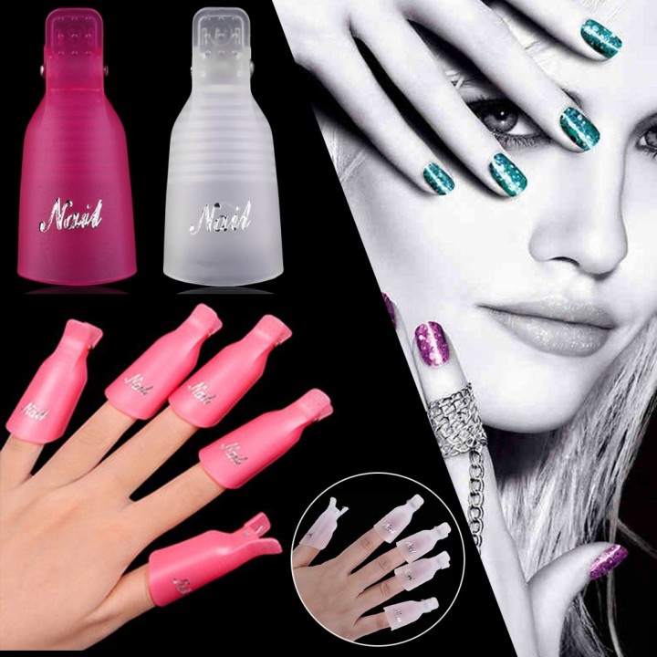 10x Stylish Nail Art Soak Off Clip Cap UV Gel Polish Remover Wrap Tool