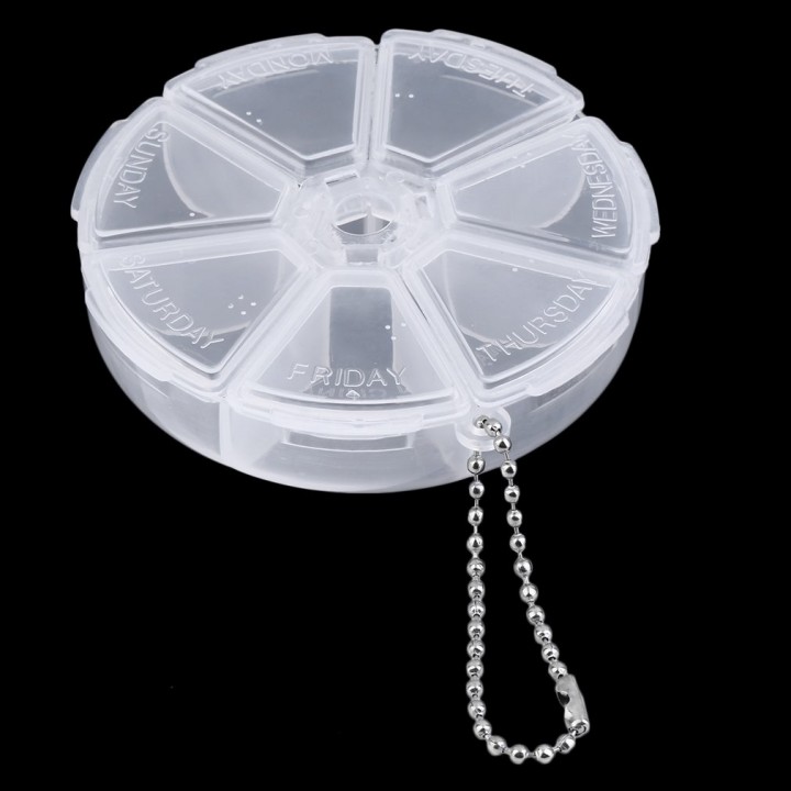 Kids Adults Round 7 Slot Health Pill Box Case Medicine Drug Organizer