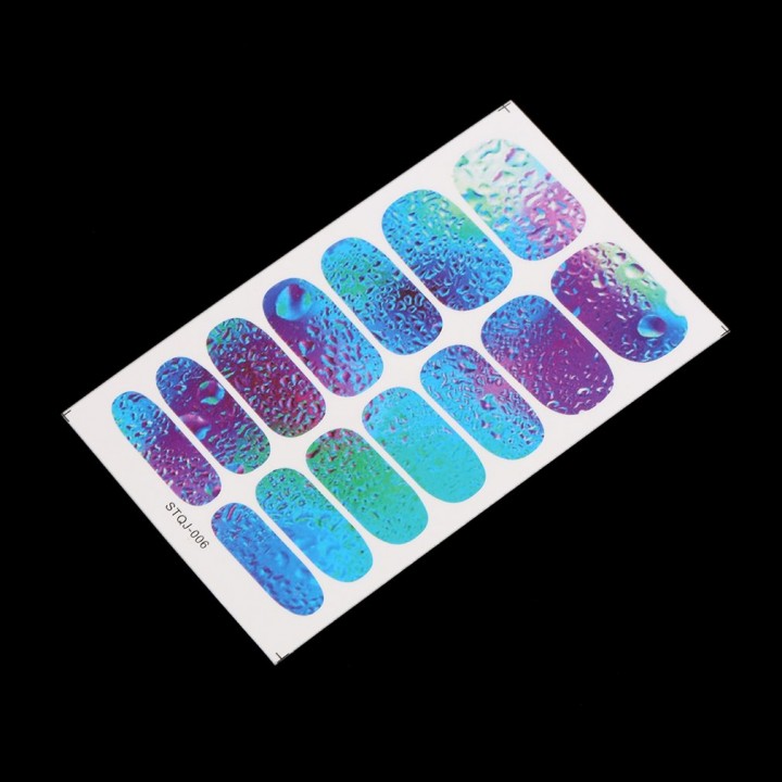 6 Styles Full Cover Nail Art Stickers Polish Watermark Nail Stickers