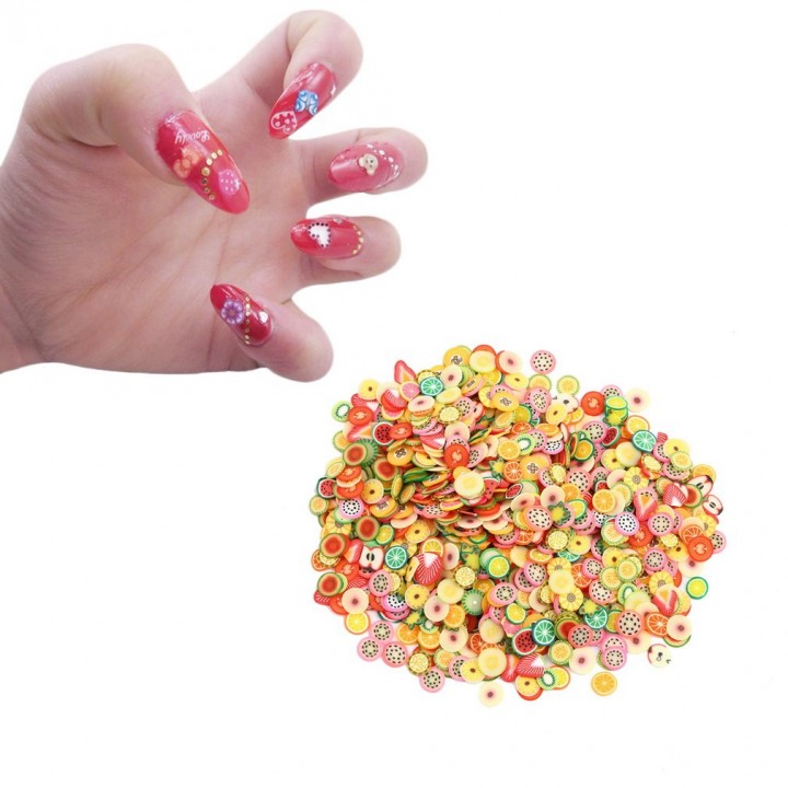 1000Pcs DIY Fruit Fimo Polymer Clay Slices Nail Art Sticker Tip Decorations