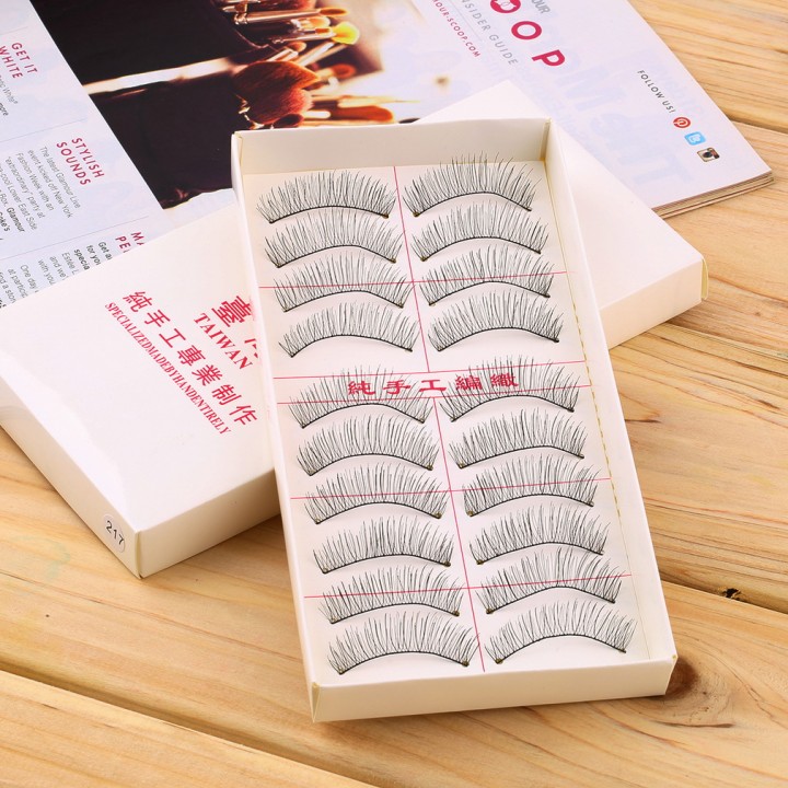 1set/10 Pairs Handmade Fake False Eyelash Lashes Natural Transparent Black