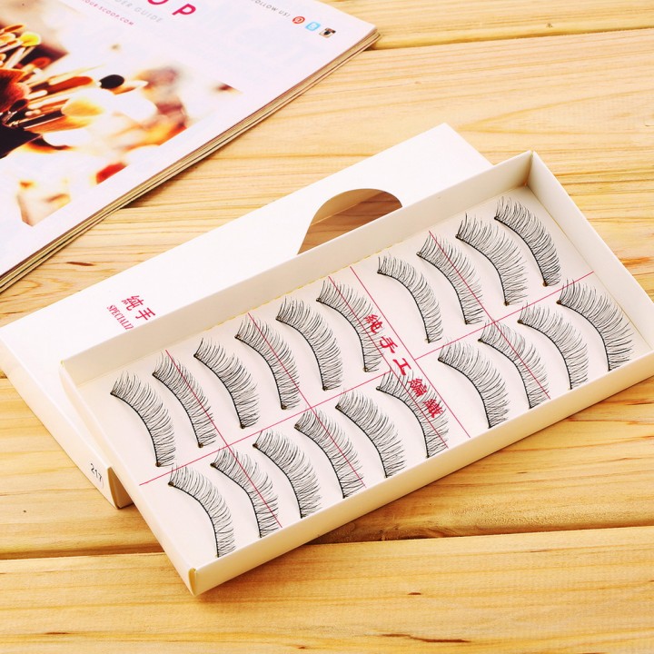 1set/10 Pairs Handmade Fake False Eyelash Lashes Natural Transparent Black