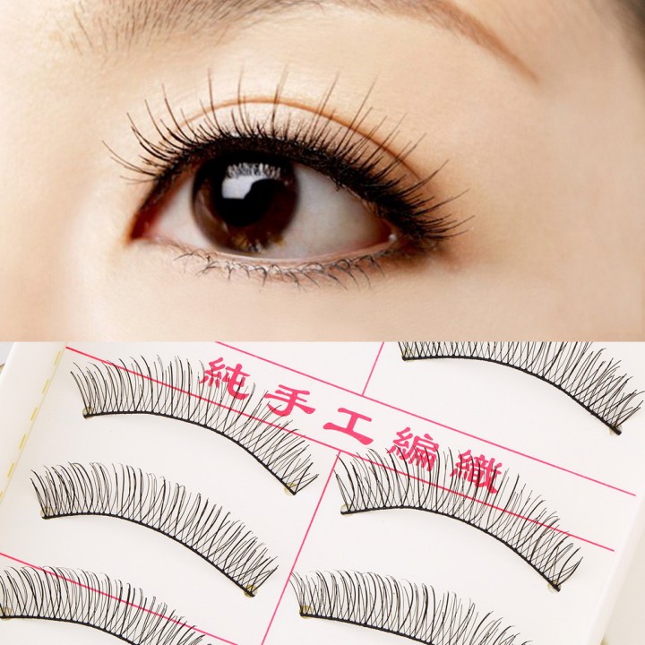 1set/10 Pairs Handmade Fake False Eyelash Lashes Natural Transparent Black