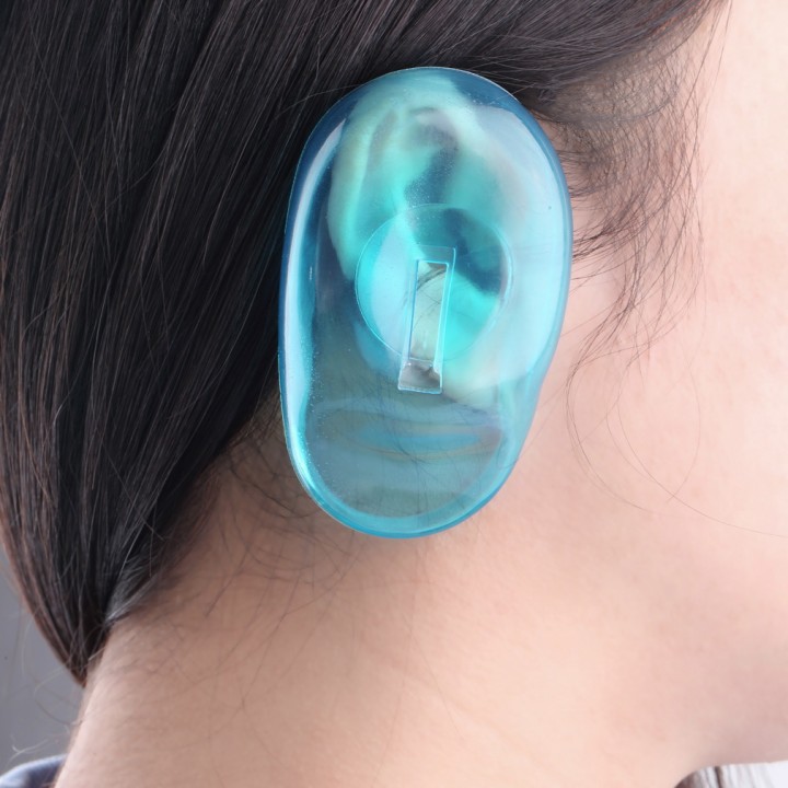 2PCS Clear Silicone Ear Cover Hair Dye Shield Protect Salon Color Blue New