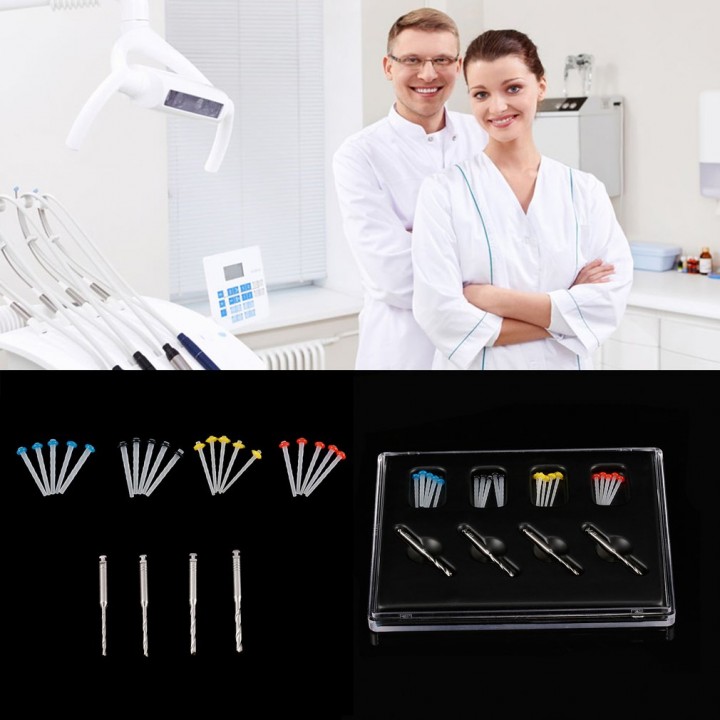Tooth Care Glass Fiber Resin Post 4-Drill Screw Thread Quartz Set Dental Oral