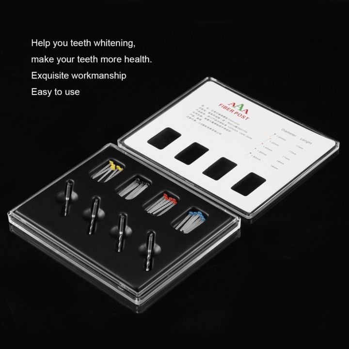 Tooth Care Glass Fiber Resin Post 4-Drill Screw Thread Quartz Set Dental Oral