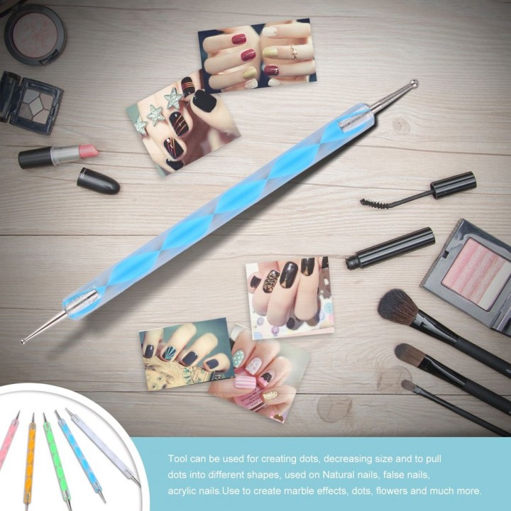 5pcs 1 Set 2-Way Dotting Pen Marbleizing Tool Nail Art Design Dot Paint Tools