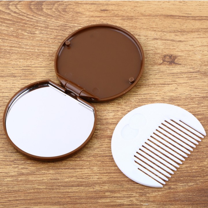 Cute Girl Chocolate Cookie Shape Design Cosmetic Mirror Makeup Chocolate Comb