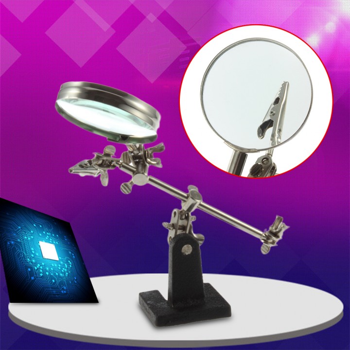 Professional Third Hand Soldering Iron Stand Jewelry Helping Magnifying Tool