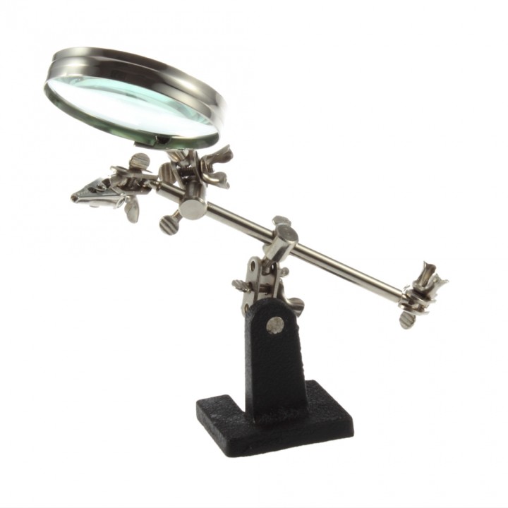 Professional Third Hand Soldering Iron Stand Jewelry Helping Magnifying Tool