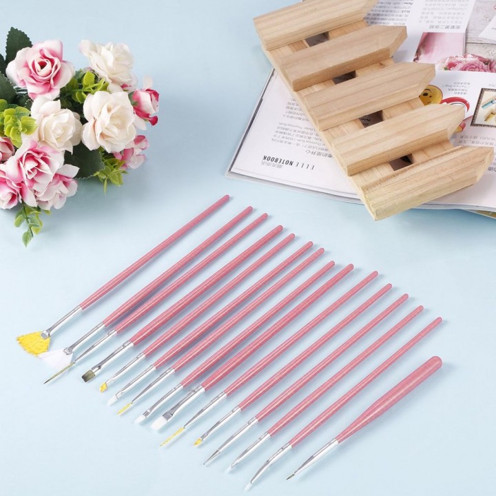 15Pcs Cosmetic Nail Art Polish Painting Draw Pen Brush Tips Tools Set UV Gel