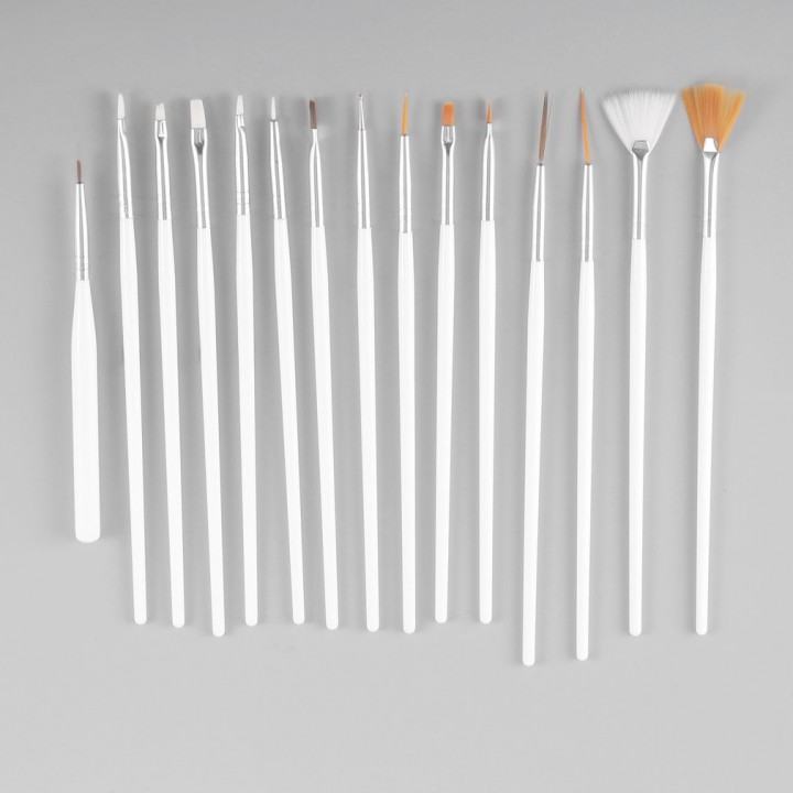 15Pcs Cosmetic Nail Art Polish Painting Draw Pen Brush Tips Tools Set UV Gel