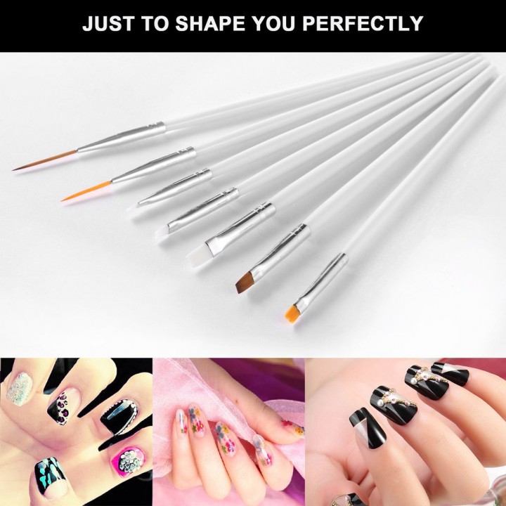 15Pcs Cosmetic Nail Art Polish Painting Draw Pen Brush Tips Tools Set UV Gel