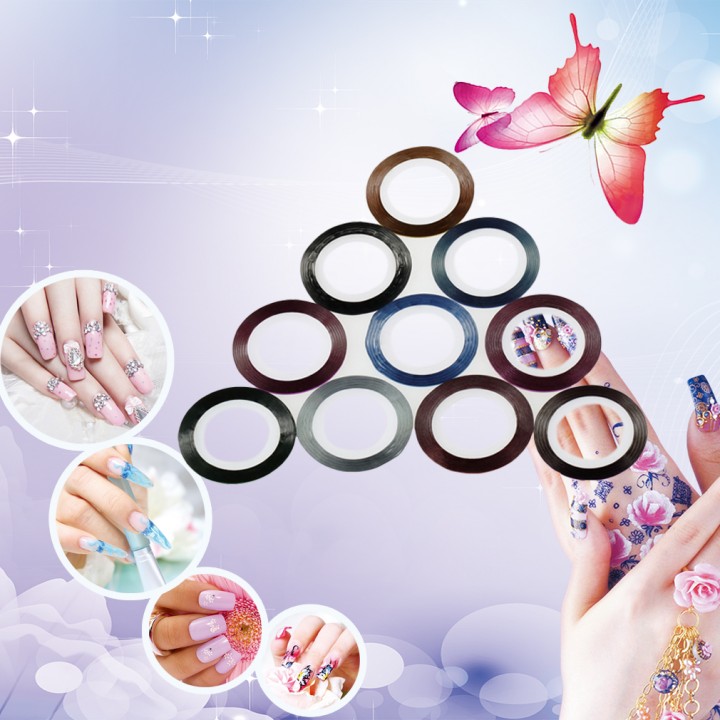 10 Colors Nail Roll Striping Tape Line Nail ArtSticker Decoration Self-adhesive