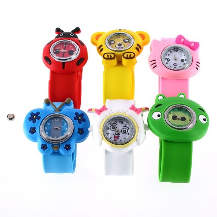 Fashion Animal Slap Snap On Silicone Wrist Watch Boys Girls Children Kids