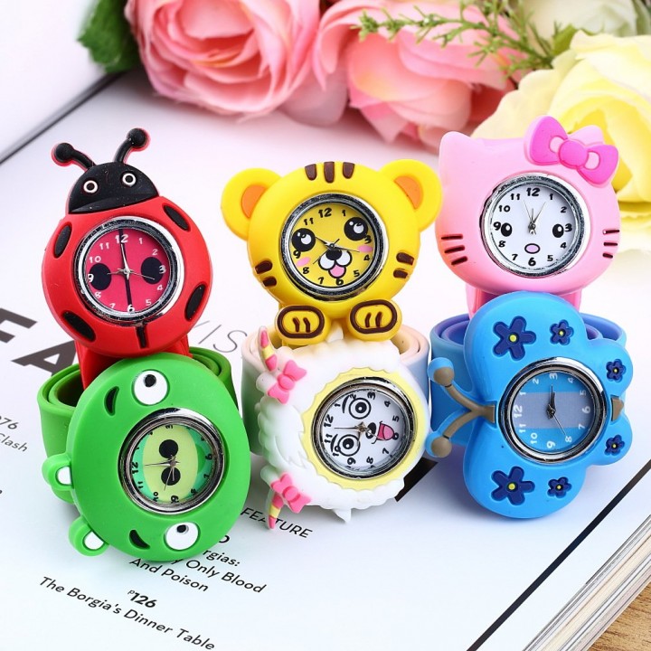 Fashion Animal Slap Snap On Silicone Wrist Watch Boys Girls Children Kids