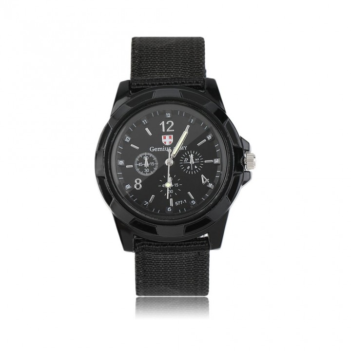 Unisex Men Women Luminous Quartz Wrist Watch Canvas Belt Army Sport Style