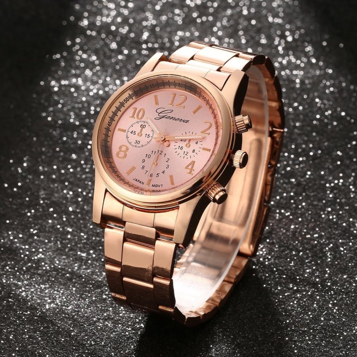 Women Girl Unisex Exquisite Charm Geneva Stainless Steel Quartz Wrist Watch