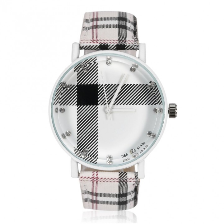 Fashion Plaid Leatheroid Watch Women Men's Sport Casual Quartz Wristwatch