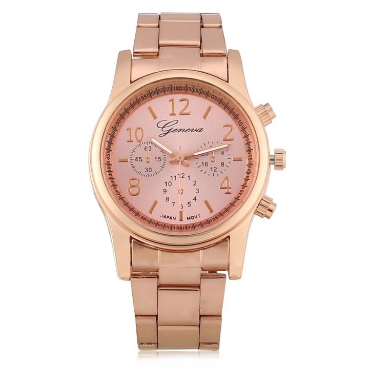 Women Girl Unisex Exquisite Charm Geneva Stainless Steel Quartz Wrist Watch