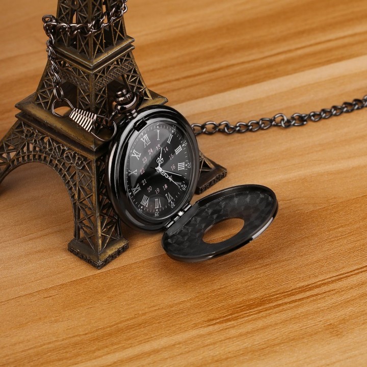Unisex Steampunk Luxury Vintage Chain Quartz Pocket Watch Roman Pattern