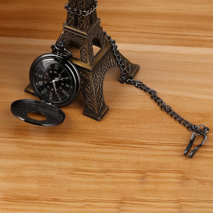 Unisex Steampunk Luxury Vintage Chain Quartz Pocket Watch Roman Pattern