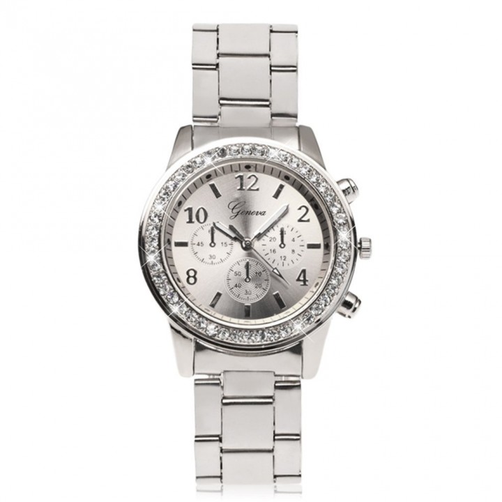 Geneva Bling Crystal Women Girl Unisex Stainless Steel Quartz Wrist Watch