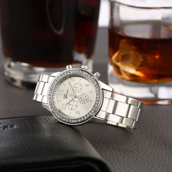Geneva Bling Crystal Women Girl Unisex Stainless Steel Quartz Wrist Watch