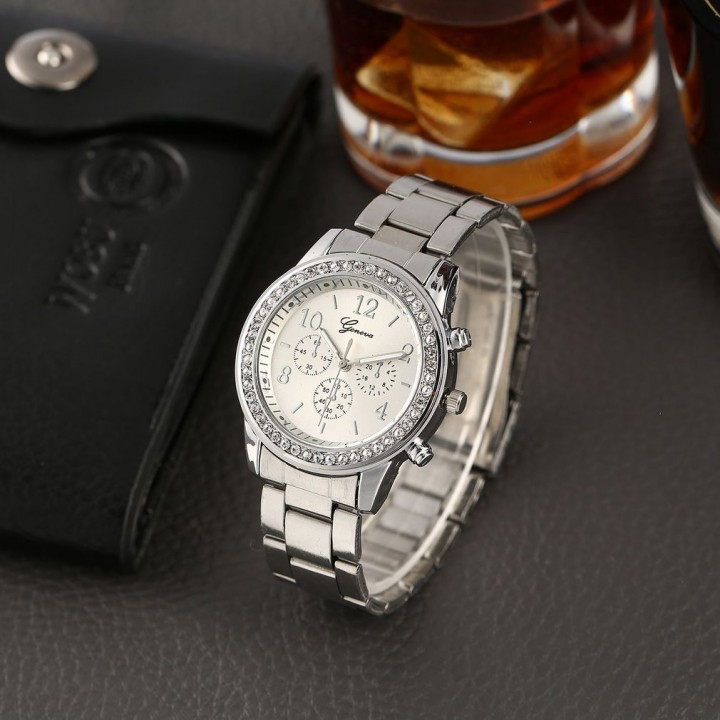 Geneva Bling Crystal Women Girl Unisex Stainless Steel Quartz Wrist Watch