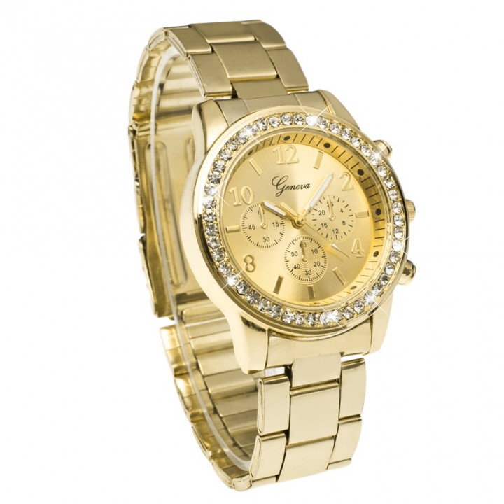 Geneva Bling Crystal Women Girl Unisex Stainless Steel Quartz Wrist Watch