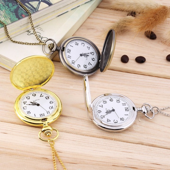 New Retro Vintage Antique Quartz Necklace Pendant Pocket Watch 3 Colors