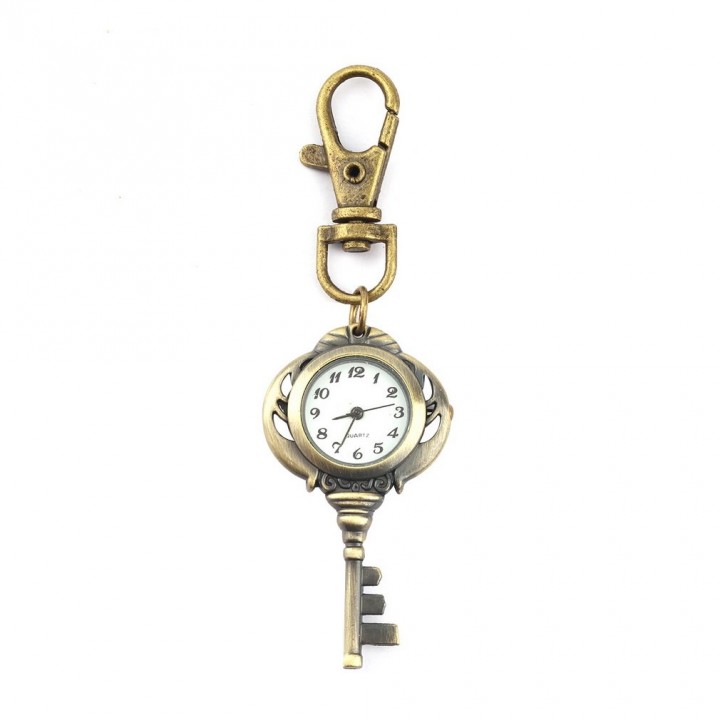 New Fashion Antique Retro Alloy Key Shaped Pendant Pocket Watch Key Chain