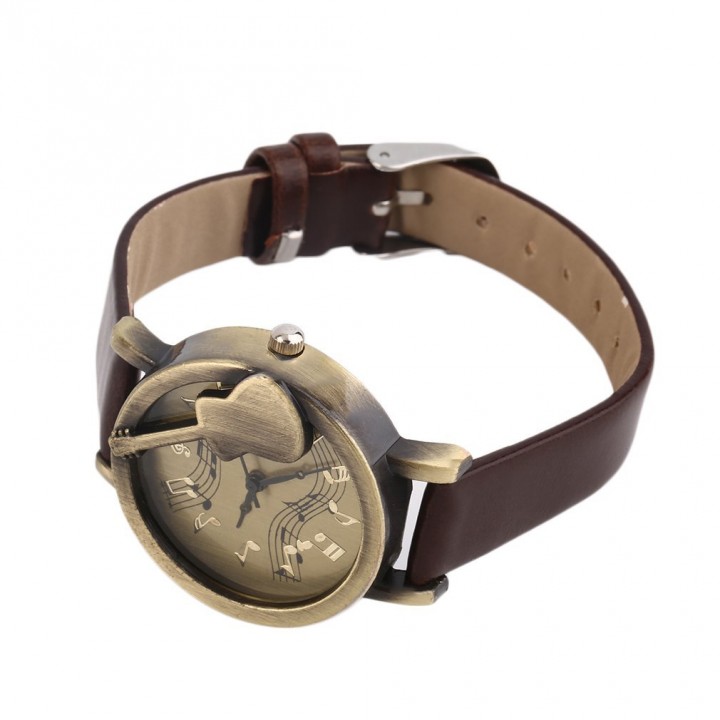 Vintage Unique Design Guitar Analog Quartz Watch PU Leather Retro Gift