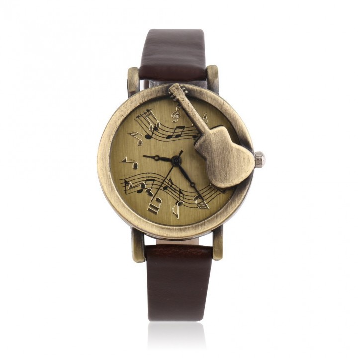 Vintage Unique Design Guitar Analog Quartz Watch PU Leather Retro Gift