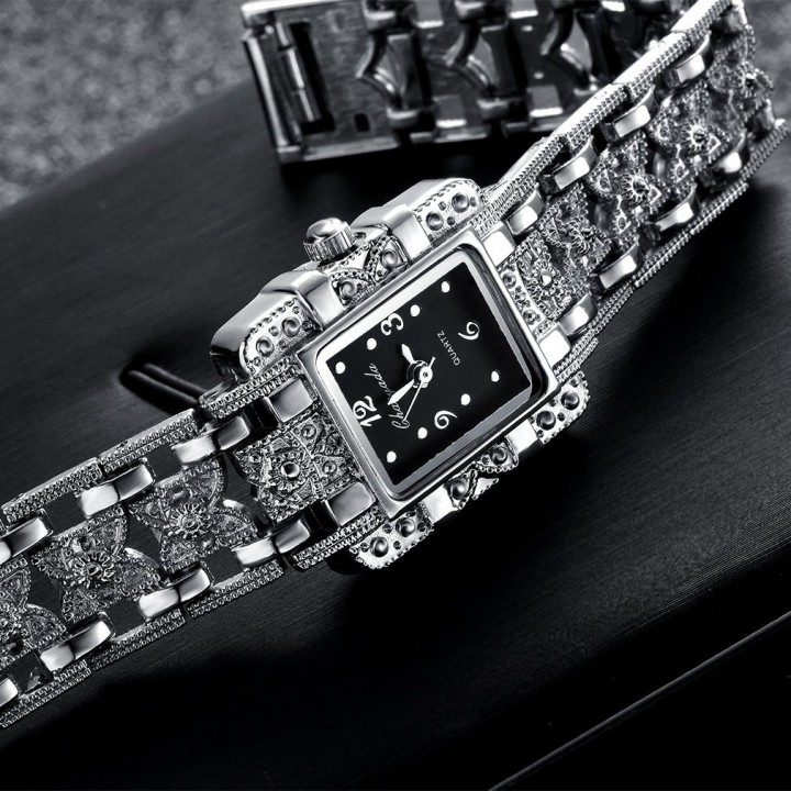 Women Quartz Clock Fashion Bracelet Watch Luxury Square Ladies Wristwatch