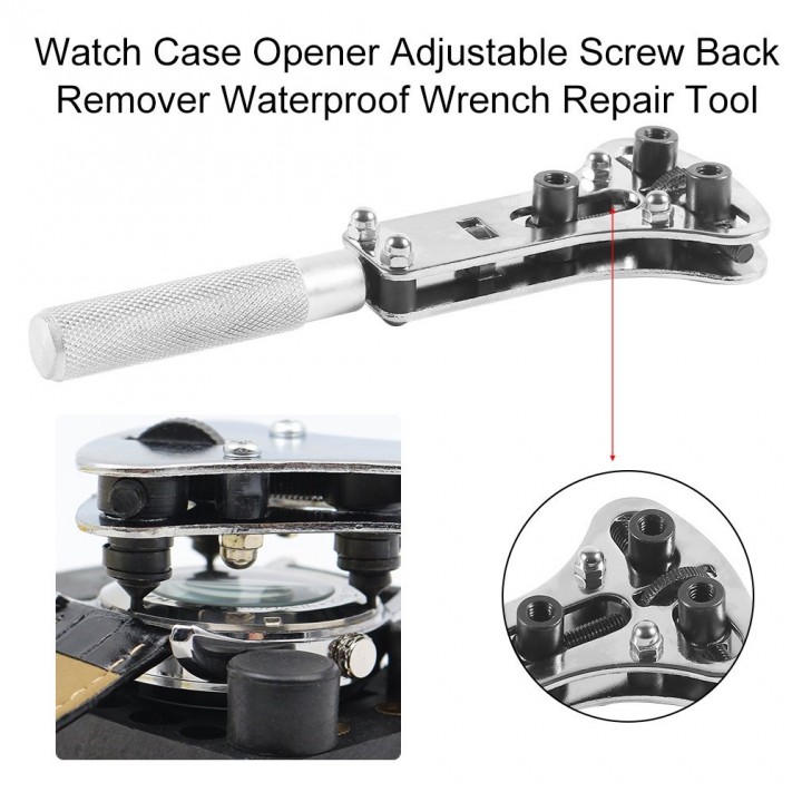 Watch Case Opener Adjustable Screw Back Remover Waterproof Wrench Repair Tool