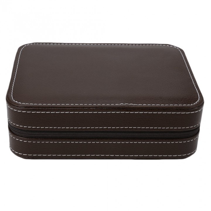 4 Slots Leather Jewelry Watch Collection Bag Storage Organizer With Zipper
