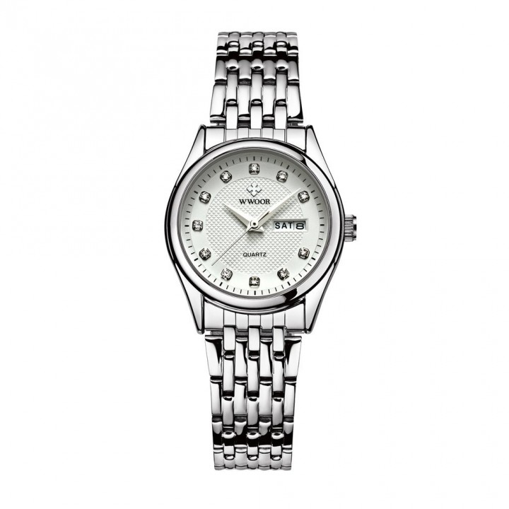 Women Waterproof Quartz Rhinestone Watch Premium Steel Strap With Calendar
