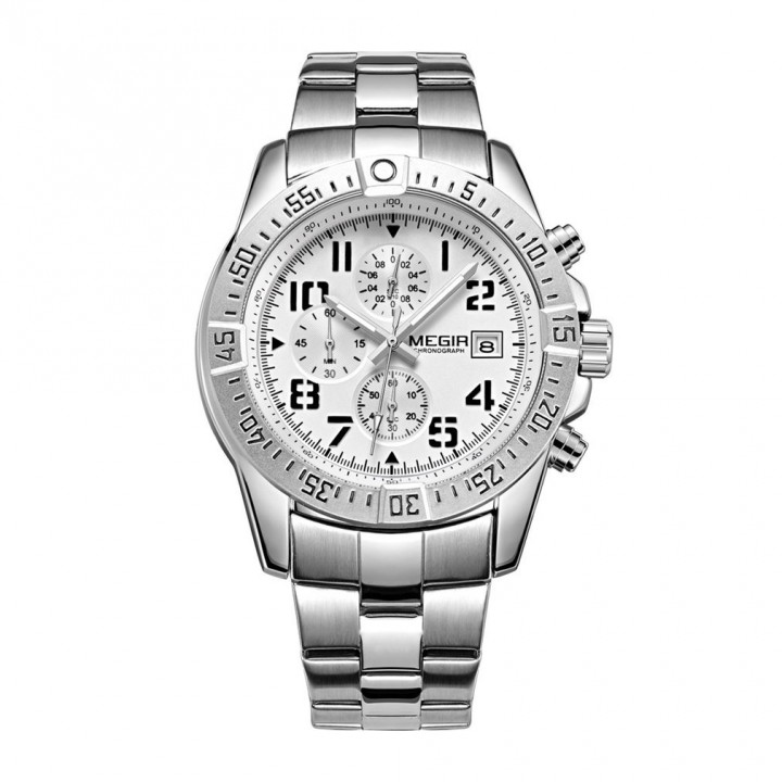 MEGIR 2030G Business Men Watch Steel Brand Quartz Watch Waterproof Chronograph