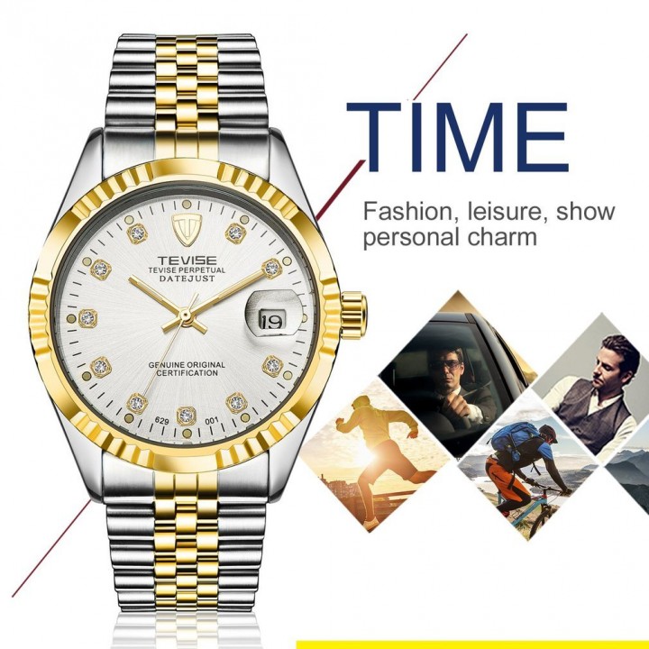 TEVISE 629-001 Business Style Men Automatic Mechanical Calendar Wristwatch