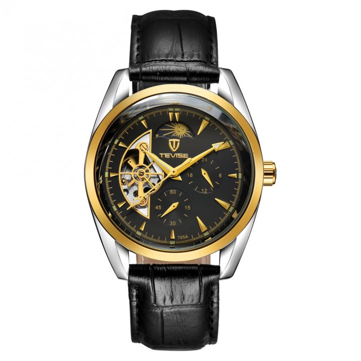 TEVISE 795a Business Men Hollow Out Mechanical Stainless Steel Wristwatch