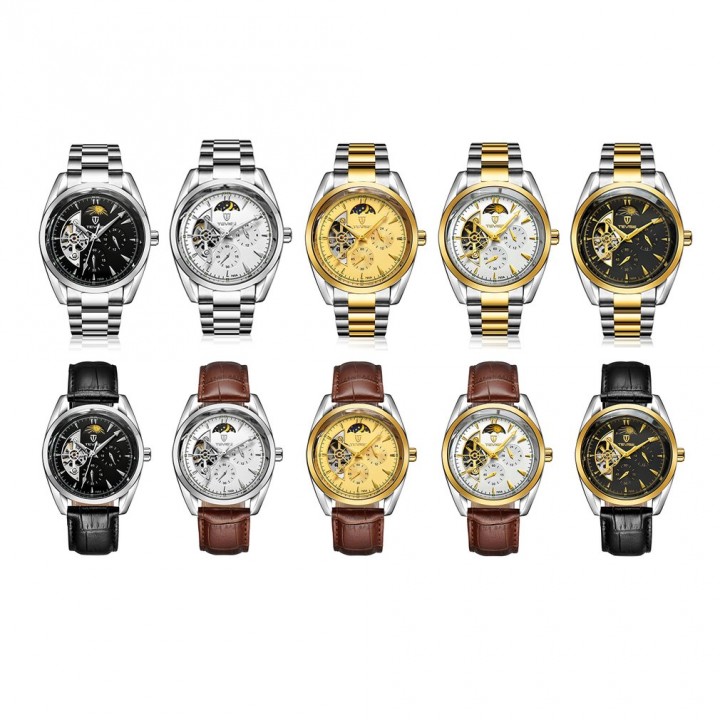 TEVISE 795a Business Men Hollow Out Mechanical Stainless Steel Wristwatch