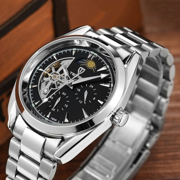 TEVISE 795a Business Men Hollow Out Mechanical Stainless Steel Wristwatch