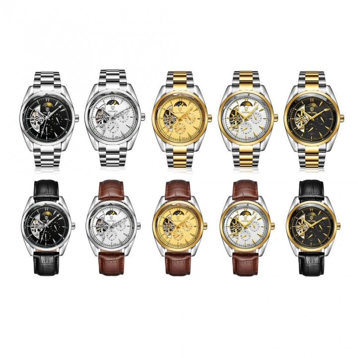 TEVISE 795a Business Men Hollow Out Mechanical Stainless Steel Wristwatch