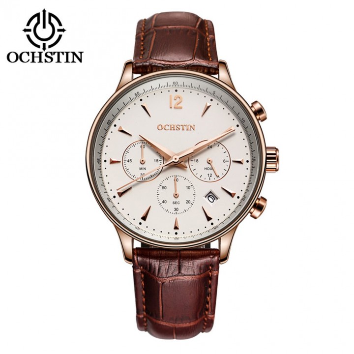 OCHSTIN 050A Men Business Waterproof Chronograph Watch Leather Band Watch