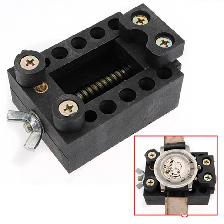 Portable Black Watch Back Case Holder Anti-scratch Watch Repairing Base
