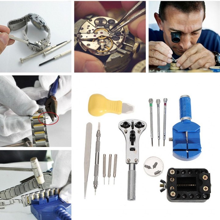 13PCS Watch Repair Tool Kit Watch Case Opener Link Remover Spring Bar Tool Set