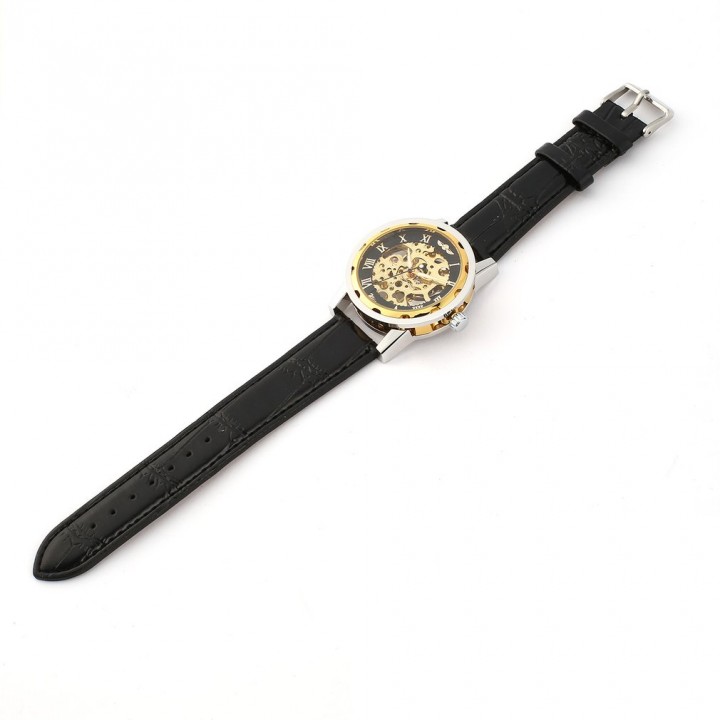 Winner Men Automatic Mechanical Watch Leather Band Business Wrist Watch