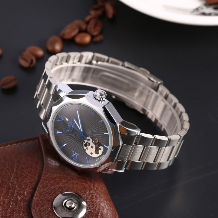 Winner Men Automatic Mechanical Watch Alloy Wristwatches Polygon Wrist Watches